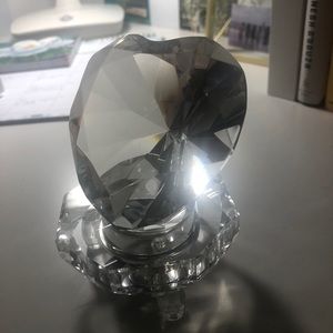 White crystal heart decor with light up stand